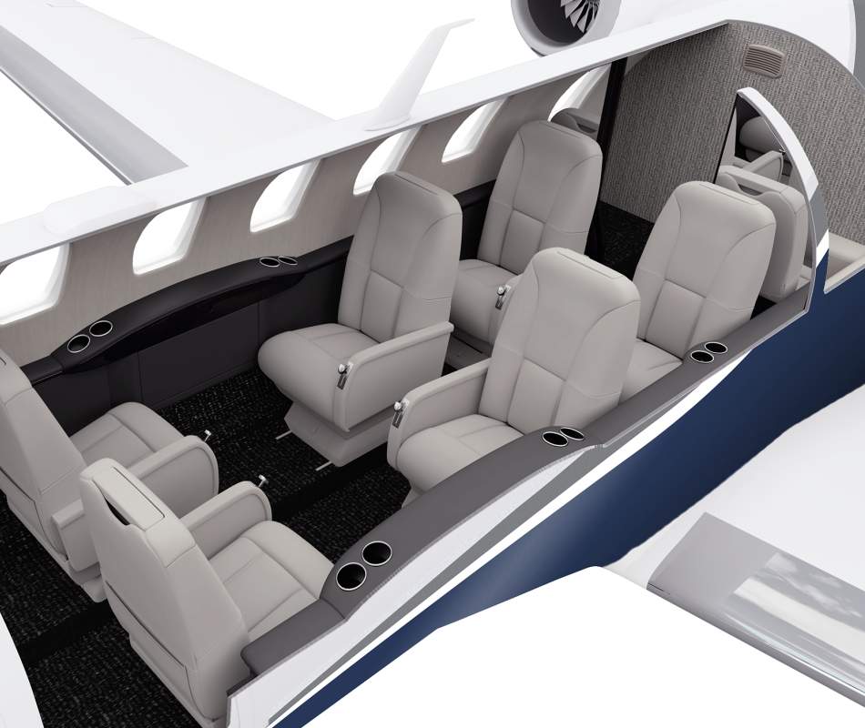 Interior layout of the AirSprint CJ2+ plane